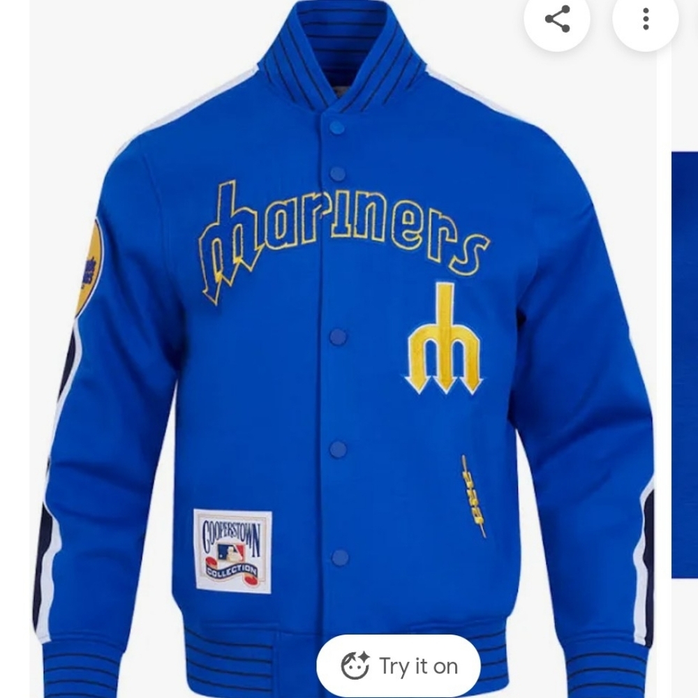 Royal Blue Logo Pro Seattle Mariners Throwback Jacket - Never Worn